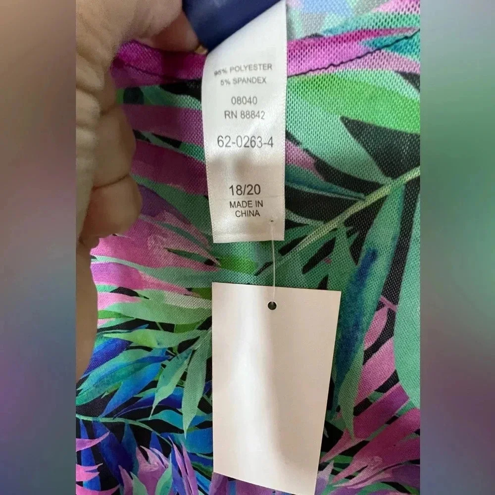 ☘️ NWT Swimsuits for All Quincy Mesh High-Low cover Up, Size 18/20, Hibiscus - Picture 4 of 6